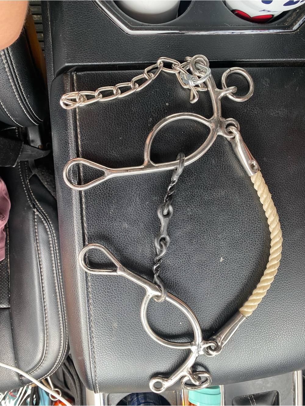 Silver-Tone Braided Rope Bit Harness Accessory - Silver & Cream
